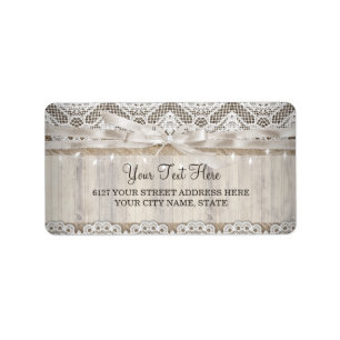 Rustic Vintage Lace Wood Wedding Lights Label
