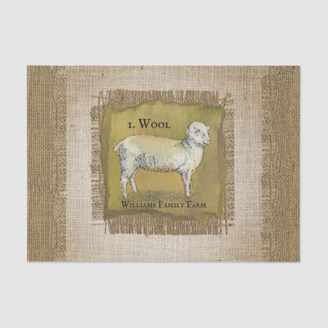 Rustic Vintage Lamb Burlap Pattern Tissue Paper (Front)