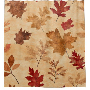 Rustic Vintage Maple Leaves Red Brown Fall Shower Curtain