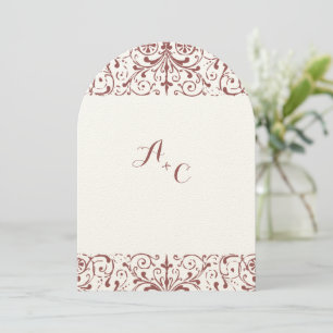 Rustic Vintage Marsala Wedding Invitation