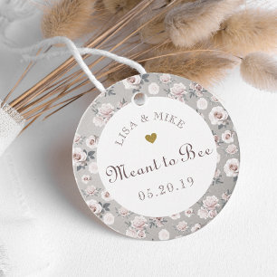 Rustic Vintage Meant to Bee Honey Wedding Round Favour Tags