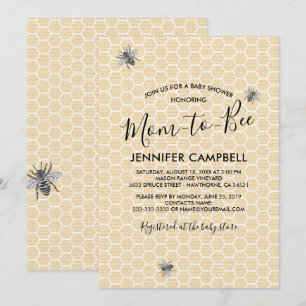 Rustic Vintage Mum to Bee Baby Shower Invitation