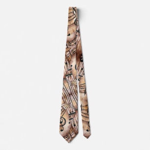 Rustic Vintage Musical Notes and Symnbols Tie