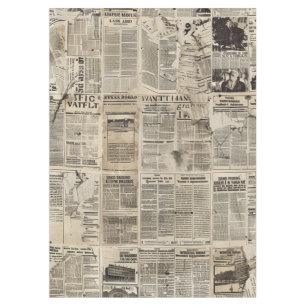 Rustic Vintage Newspaper Patchwork Collage (1) Tablecloth