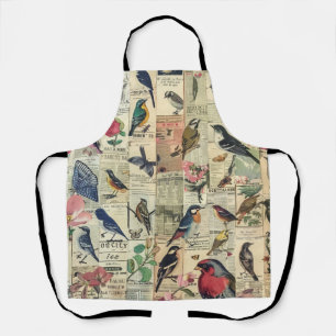 Rustic Vintage Newspaper Patchwork Collage (5) Apron