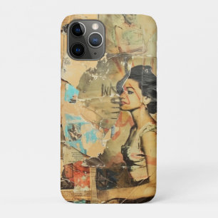Rustic Vintage Newspaper Patchwork Collage (8) iPhone 11 Pro Case