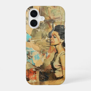 Rustic Vintage Newspaper Patchwork Collage (8) iPhone 16 Case