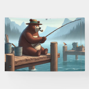 Rustic, vintage outdoorsman bear mountain banner