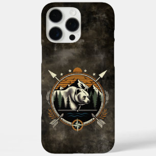 Rustic, vintage outdoorsman bear mountain iPhone 16 pro max case