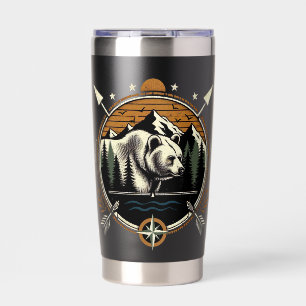 Rustic, vintage outdoorsman bear mountain insulated tumbler