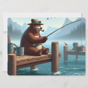 Rustic, vintage outdoorsman bear mountain invitation