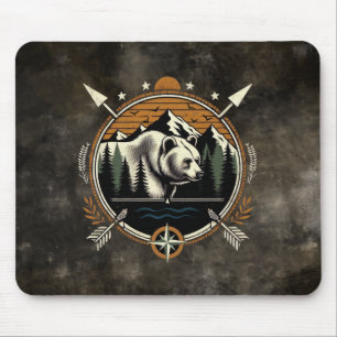 Rustic, vintage outdoorsman bear mountain mouse pad