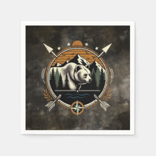 Rustic, vintage outdoorsman bear mountain napkin