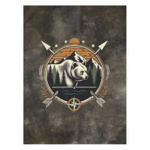 Rustic, vintage outdoorsman bear mountain tablecloth