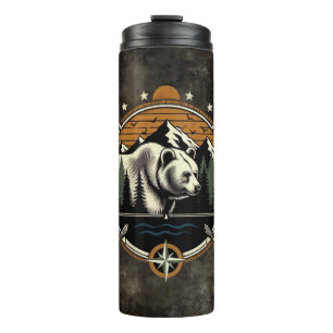 Rustic, vintage outdoorsman bear mountain thermal tumbler