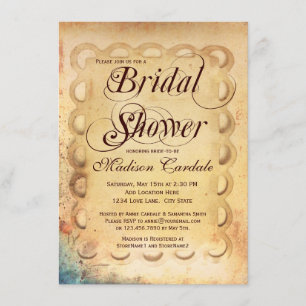 Rustic Vintage Paper Bridal Shower Invitations
