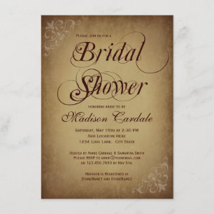 Rustic Vintage Paper Bridal Shower Invitations