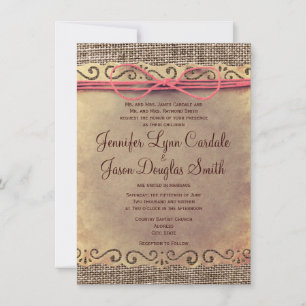 Rustic Vintage Paper Burlap Wedding Invitations