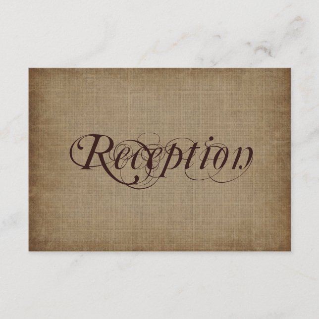 Rustic Vintage Paper Wedding Reception Cards (Front)