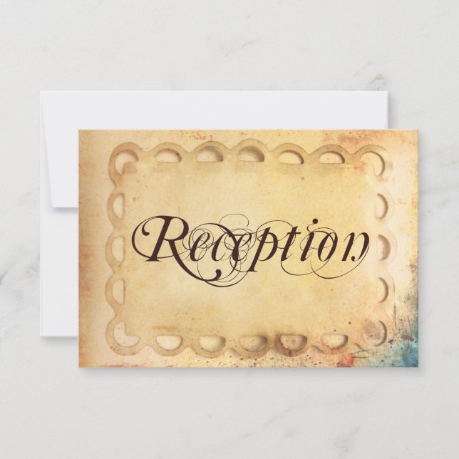 Rustic Vintage Paper Wedding Reception Cards (Front)