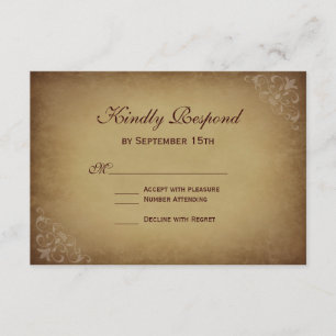 Rustic Vintage Paper Wedding RSVP Cards