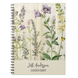 Rustic Vintage Personalised Garden Spiral Notebook