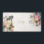 Rustic Vintage Personalised Roses & Iris  Desk Mat<br><div class="desc">Beautiful,  timeless and elegant sprays of artistic pink and white roses,  peonies and purple bearded iris with delicate foliage. Includes an editable text field for your personalisation and lightly distressed antique white texture background.</div>