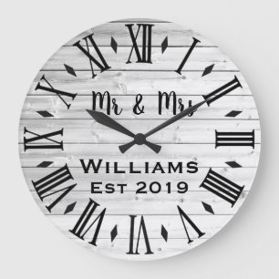 Rustic Vintage  Personalised Wood Custom Large Clock