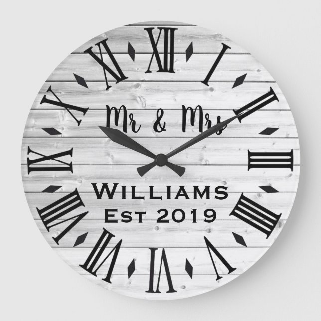 Rustic Vintage  Personalised Wood Custom Large Clock (Front)