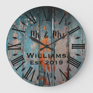 Rustic Vintage  Personalised Wood Custom Large Clock