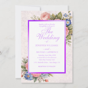 Rustic Vintage Personalized Floral Rose Design Invitation