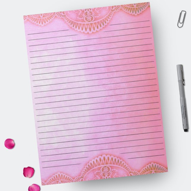 Rustic Vintage Pink Distressed Lined Stationery Notepad (Creator Uploaded)