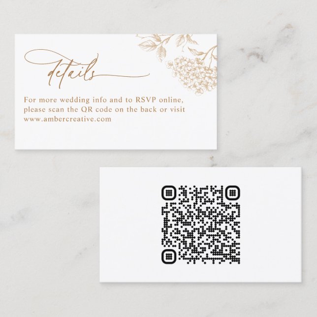 Rustic Vintage QR Code Wedding Details Card (Front/Back)