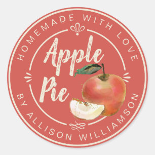 Rustic Vintage Red Homemade Apple Pie Classic Round Sticker