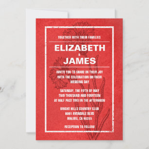 Rustic Vintage Red Wedding Invitations