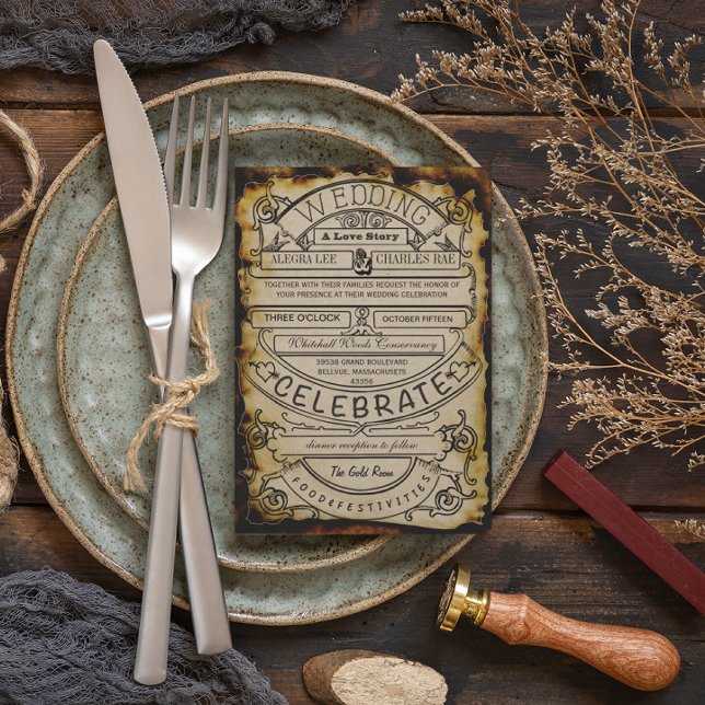 Rustic Vintage Renaissance Mediaeval Ticket Weddin Invitation (Creator Uploaded)