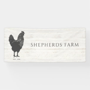 Rustic Vintage Rooster Farm Logo Apron Banner