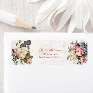Rustic Vintage Roses & Iris  Return Address Label