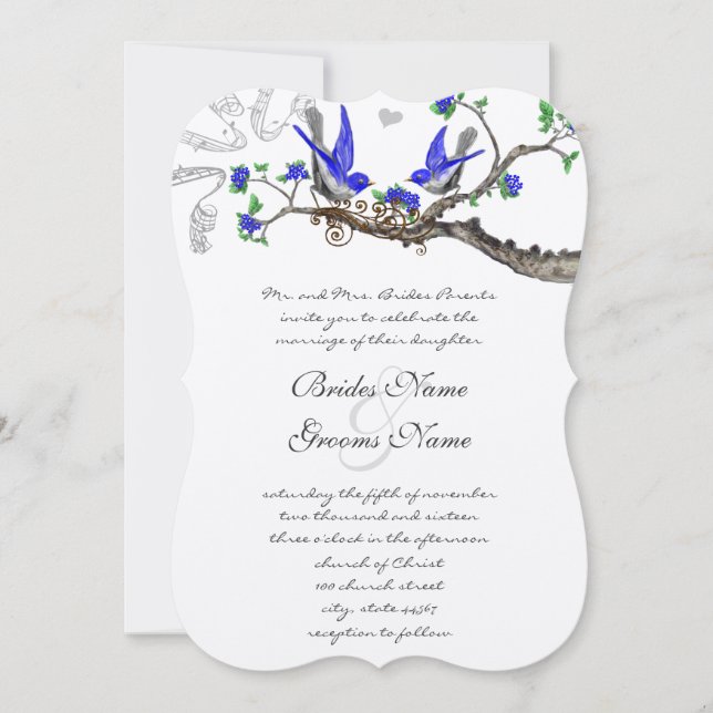 Rustic Vintage Royal Blue Wedding Invitations (Front)