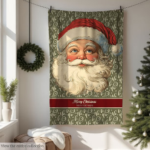 Rustic Vintage Santa Christmas Throw Blanket Gift