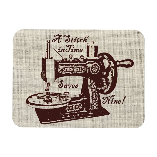Rustic Vintage Sewing Machine  Magnet (Horizontal)