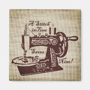 Rustic Vintage Sewing Machine  Magnet