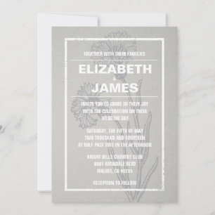 Rustic Vintage Silver Wedding Invitations