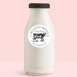 Rustic Vintage Sketch Farm Dairy Cow White Classic Round Sticker<br><div class="desc">We've designed this beautiful farm themed sticker. This sticker is perfect for small farms, family farms, ranches, farmers market, egg farm, food brand and so much more. Our Farm style sticker features our own hand-drawn sketch style dairy cow illustration. The cow illustration is designed in a vintage sketch style. Customize...</div>