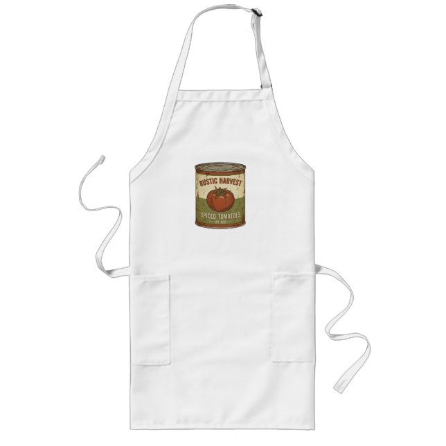 Rustic Vintage Spiced Tomato Can Long Apron (Front)
