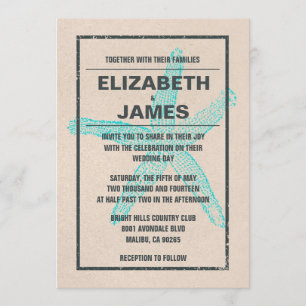 Rustic Vintage Starfish Wedding Invitations