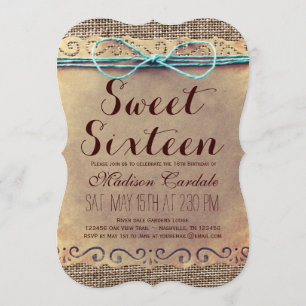 Rustic Vintage Sweet Sixteen Birthday Invitations