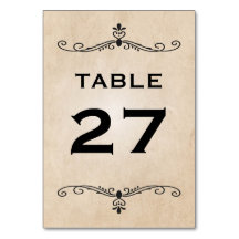 Rustic Vintage Table Number Cards