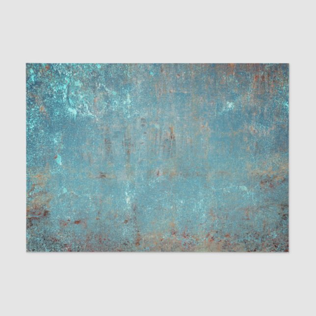 Rustic Vintage Teal Brown Grunge Texture Tissue Paper (Front)