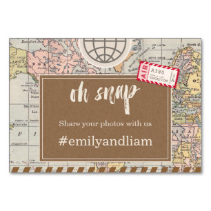 Rustic vintage travel Wedding Social Media Card